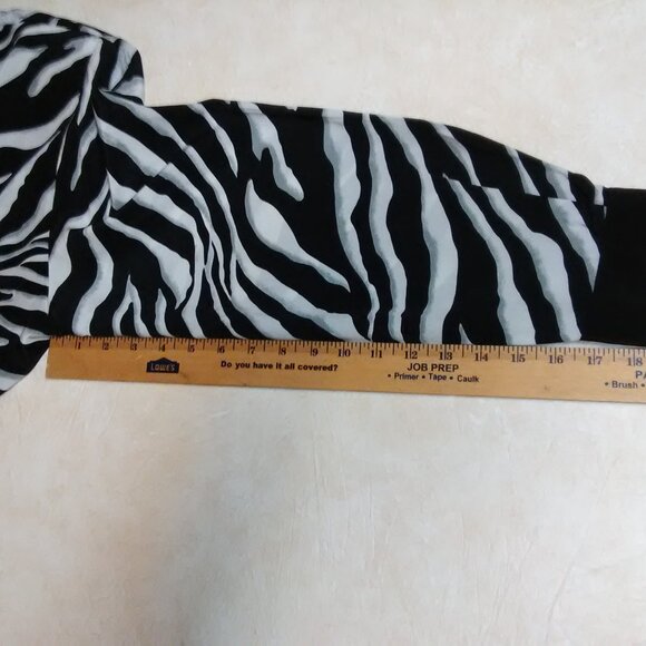 Vintage BOB MACKIE Wearable Art 100% SILK Black Zebra Shirt Large / L - Picture 10 of 14
